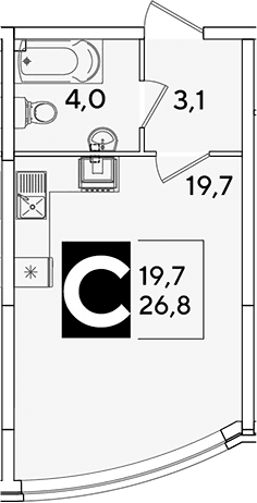 Продается 1-комн. квартира, 26.8 м²