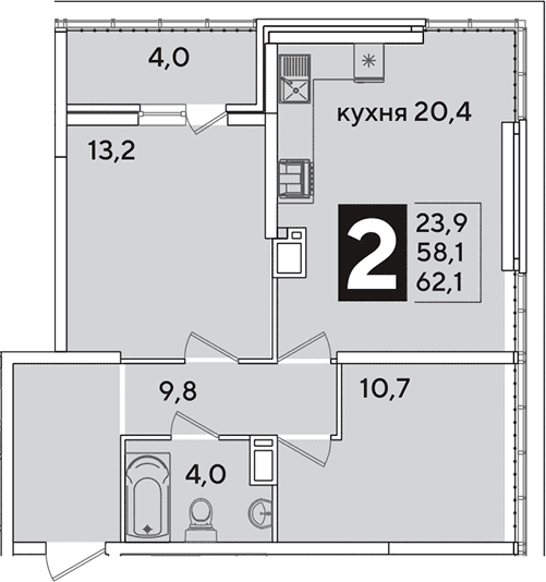 Продается 3-комн. квартира, 58.1 м²