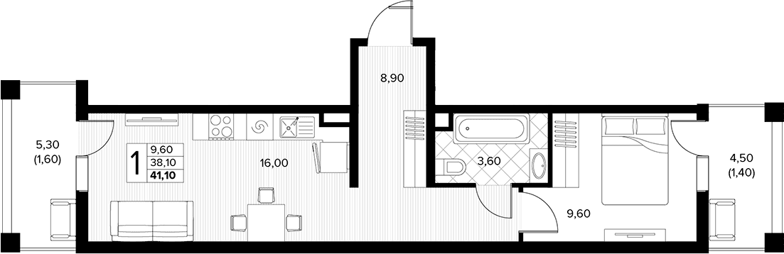 Продается 1-комн. квартира, 38.1 м²