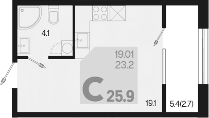 Продается 1-комн. квартира, 23.2 м²