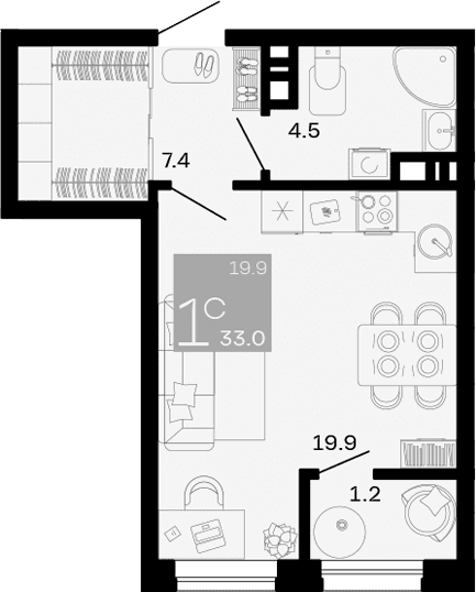 Продается 1-комн. квартира, 31.8 м²