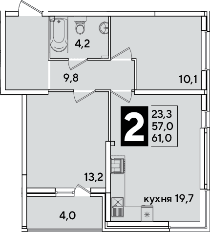 Продается 3-комн. квартира, 57 м²