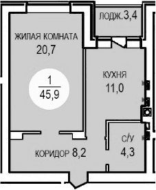 Продается 1-комн. квартира, 44.2 м²