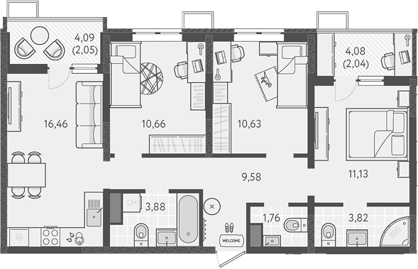 Продается 3-комн. квартира, 67.92 м²