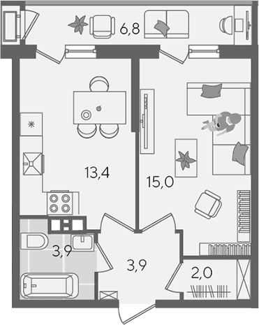 Продается 1-комн. квартира, 38.2 м²