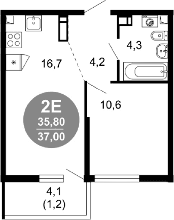 Продается 2-комн. квартира, 35.8 м²