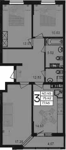 Продается 3-комн. квартира, 75.42 м²