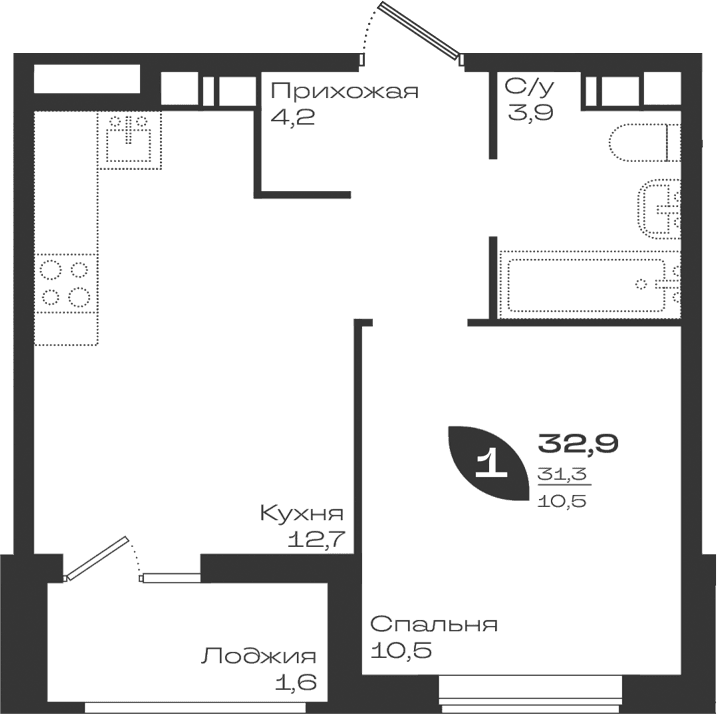 Продается 1-комн. квартира, 31.3 м²