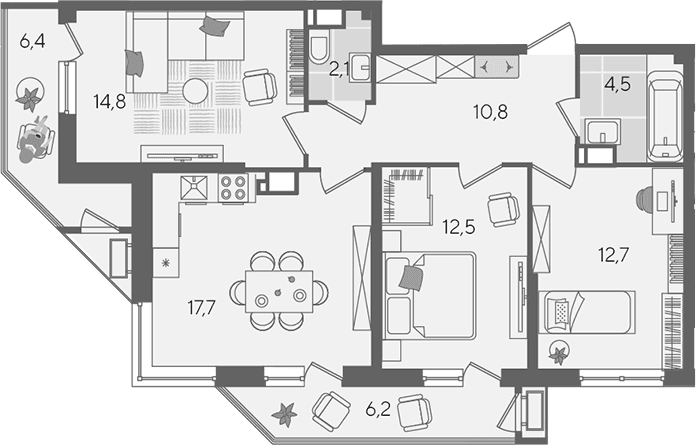 Продается 4-комн. квартира, 75.1 м²