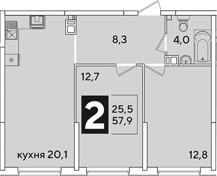 Продается 3-комн. квартира, 57.9 м²