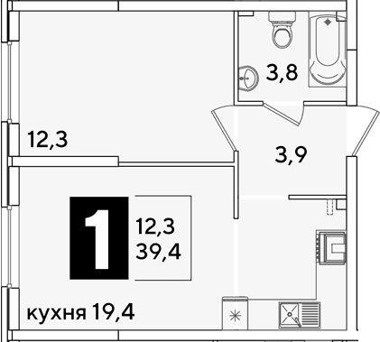 Продается 2-комн. квартира, 39.4 м²