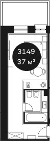 Продается 1-комн. квартира, 37.29 м²