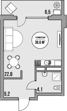 Продается 1-комн. квартира, 32.1 м²