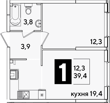 Продается 2-комн. квартира, 39.4 м²
