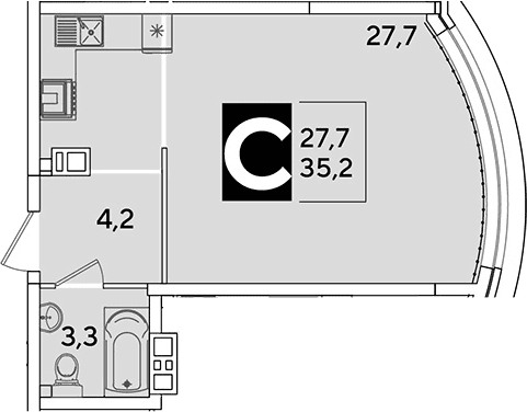 Продается 1-комн. квартира, 35.2 м²