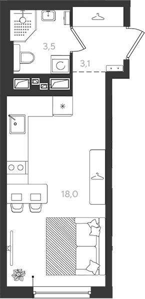Продается 1-комн. квартира, 24.6 м²