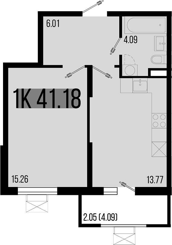 Продается 1-комн. квартира, 39.13 м²