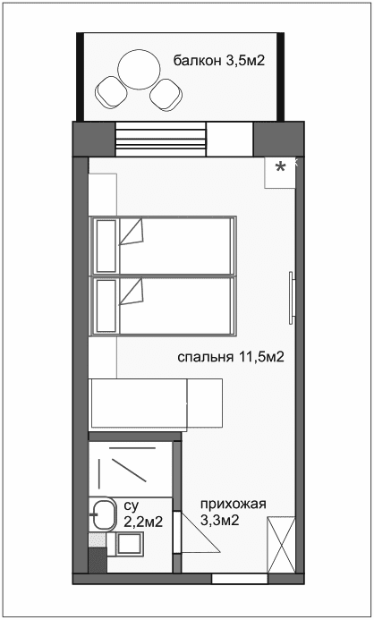 Продается 1-комн. квартира, 18.1 м²