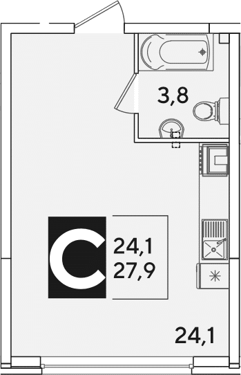 Продается 1-комн. квартира, 27.9 м²