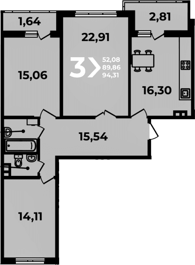 Продается 4-комн. квартира, 89.86 м²