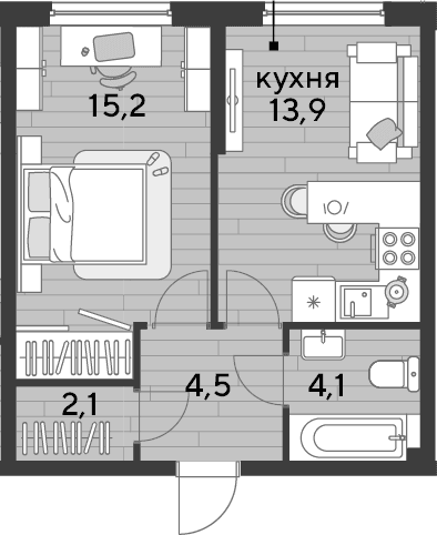 Продается 1-комн. квартира, 39.8 м²