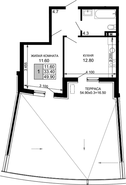 Продается 1-комн. квартира, 33.4 м²