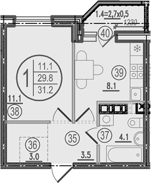Продается 1-комн. квартира, 29.8 м²