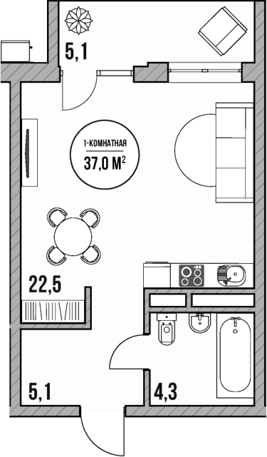 Продается 1-комн. квартира, 31.9 м²