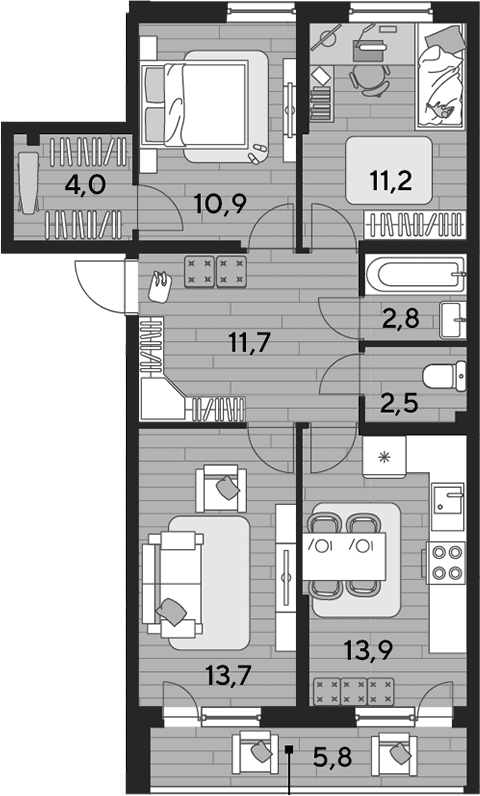 Продается 3-комн. квартира, 70.7 м²
