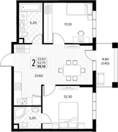 Продается 3-комн. квартира, 53.7 м²