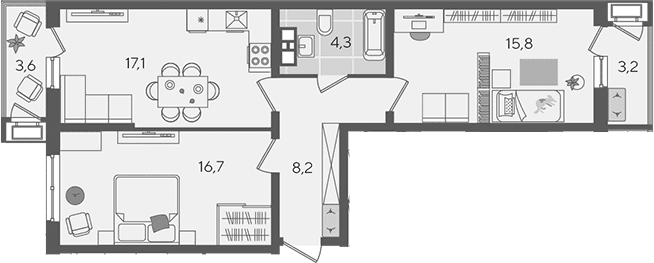 Продается 3-комн. квартира, 62.1 м²