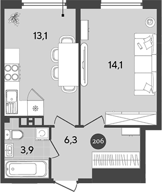 Продается 1-комн. квартира, 37.4 м²