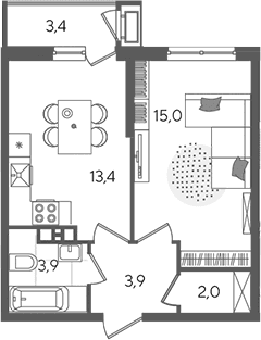 Продается 1-комн. квартира, 38.2 м²