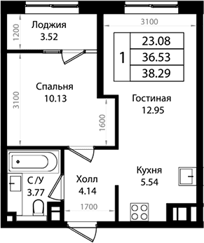 Продается 2-комн. квартира, 37.04 м²
