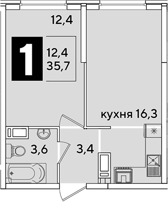 Продается 2-комн. квартира, 35.7 м²