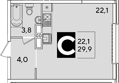 Продается 1-комн. квартира, 29.9 м²