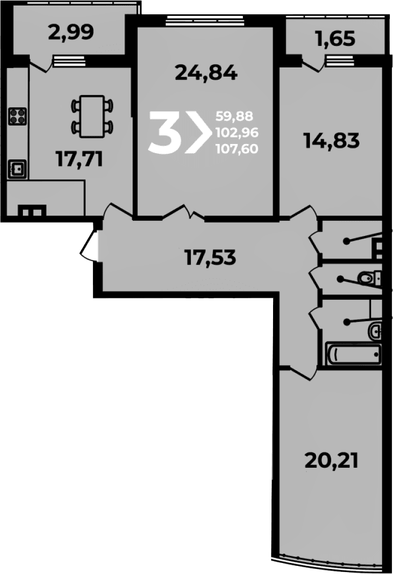 Продается 4-комн. квартира, 102.96 м²