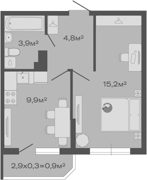 Продается 1-комн. квартира, 33.8 м²