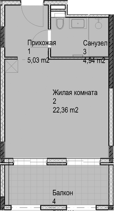 Продается 1-комн. квартира, 32.33 м²