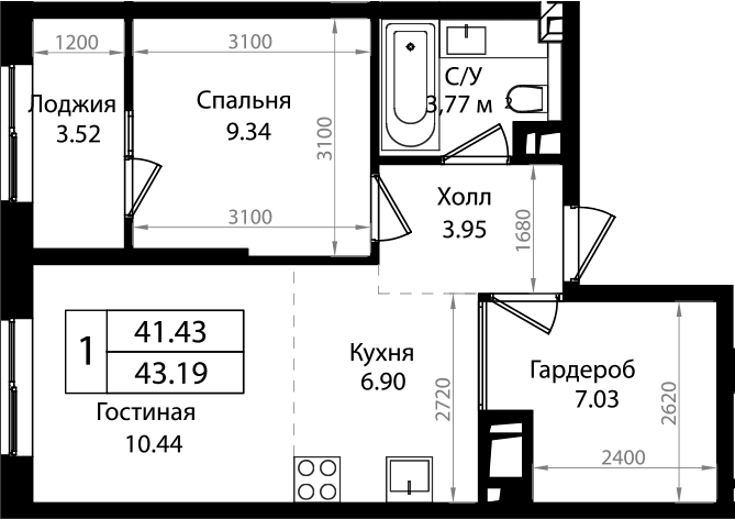 Продается 2-комн. квартира, 41.11 м²