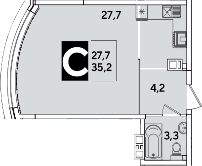 Продается 1-комн. квартира, 35.2 м²