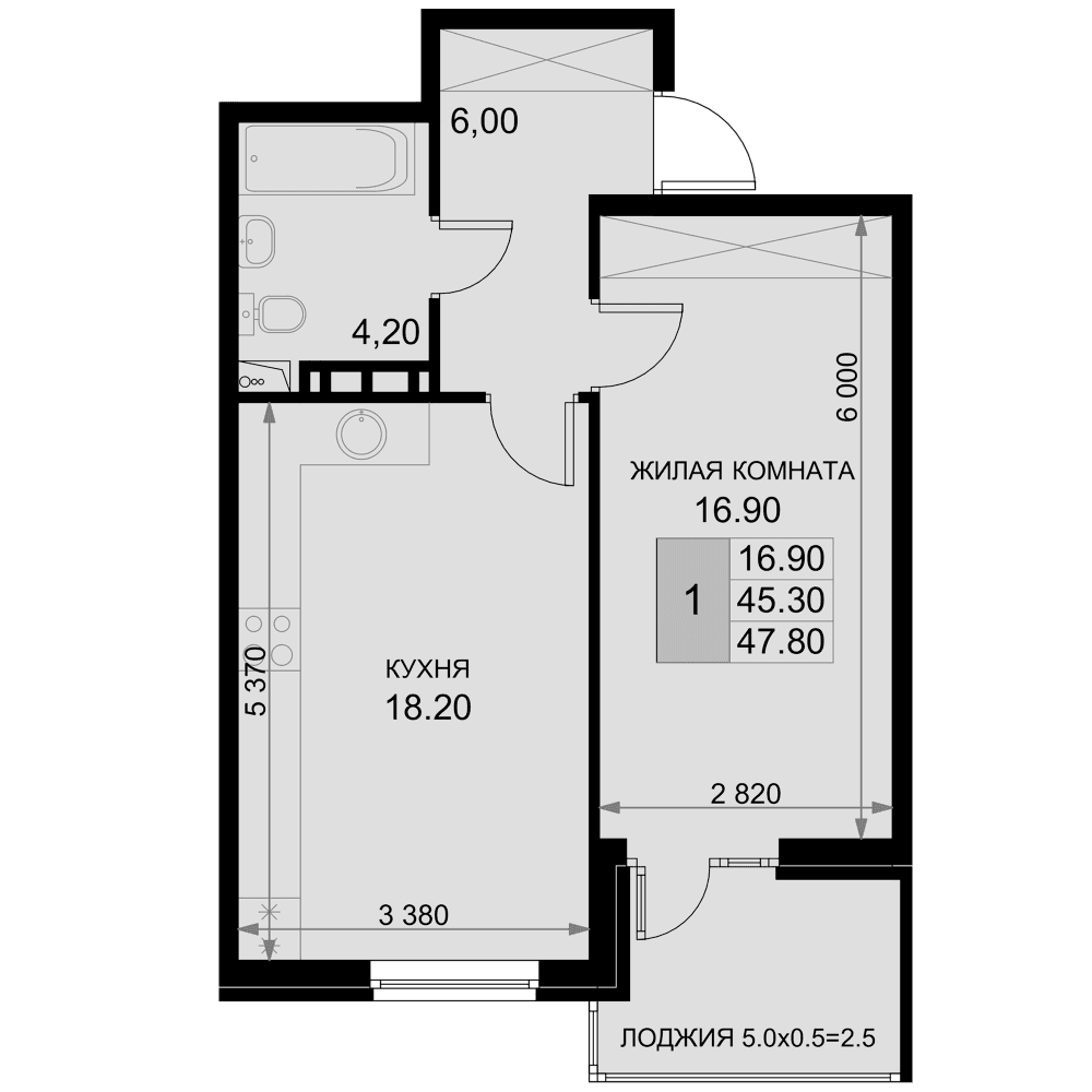 Продается 2-комн. квартира, 45.3 м²