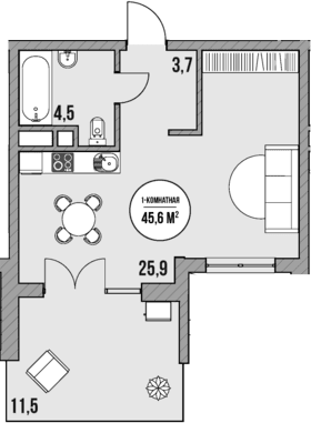 Продается 1-комн. квартира, 34.1 м²