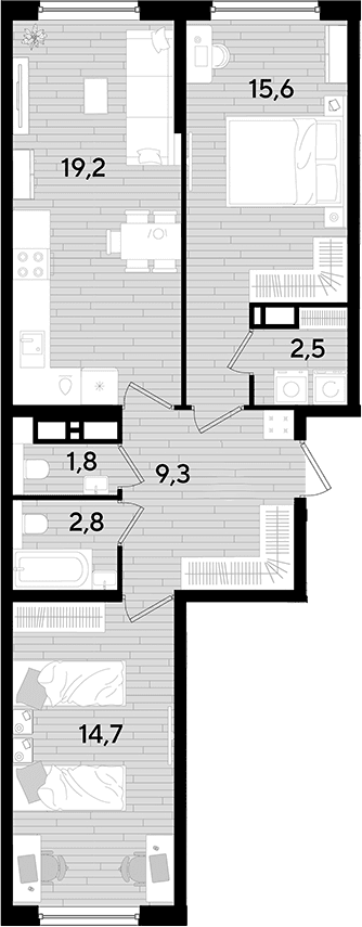 Продается 2-комн. квартира, 65.9 м²