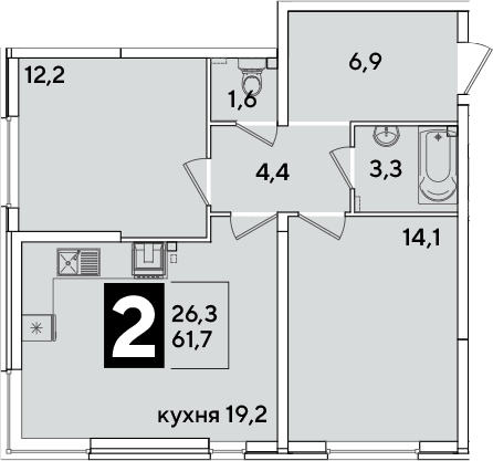 Продается 3-комн. квартира, 61.7 м²