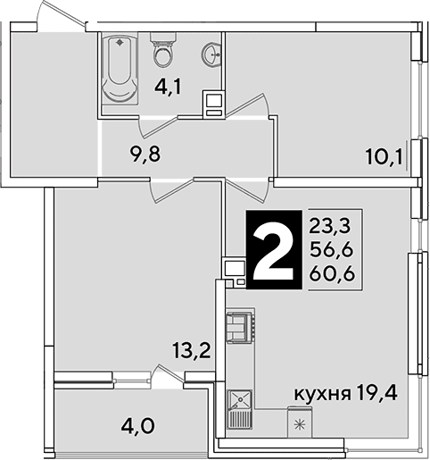 Продается 3-комн. квартира, 56.6 м²
