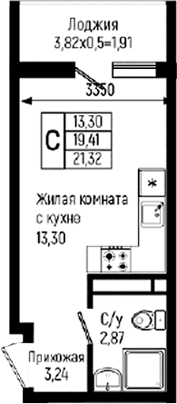 Продается 1-комн. квартира, 19.41 м²