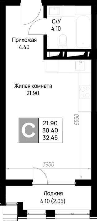 Продается 1-комн. квартира, 30.4 м²