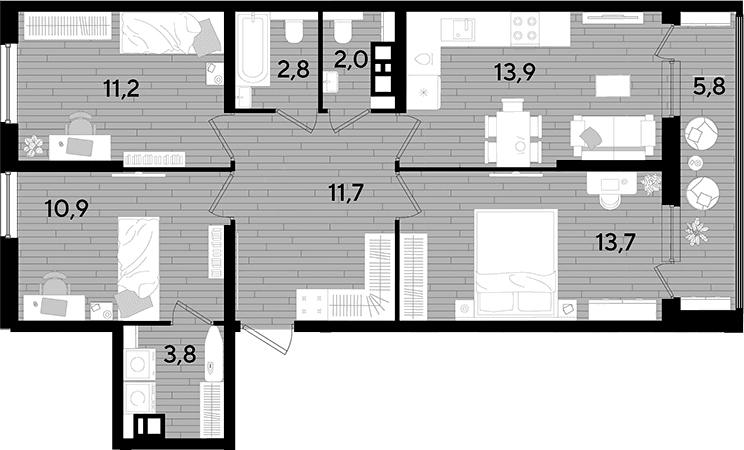 Продается 3-комн. квартира, 70 м²