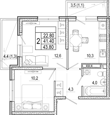 Продается 2-комн. квартира, 41.4 м²